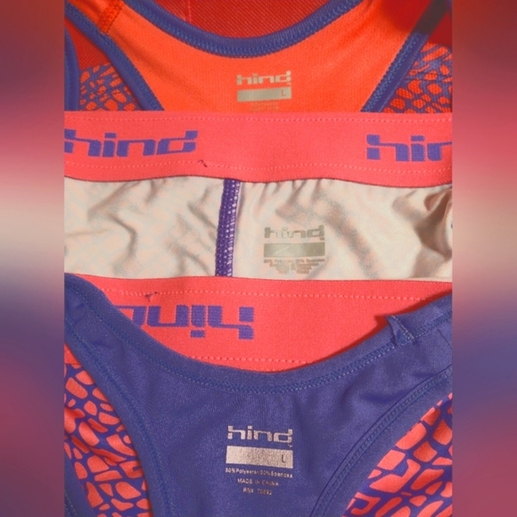 HIND SPORTS BRA/SHORTS/TANK TOP PURPLE & PINK ACTIVEWEAR SET L USA NWT & NWOT